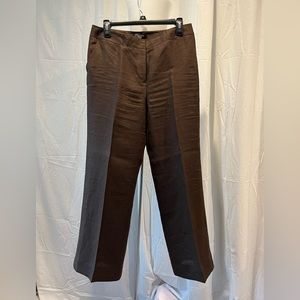 size 10P Talbots 100%Linen Dark Brown pants